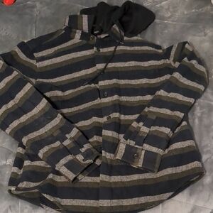 Original Use Navy and Gray Striped Hoodie